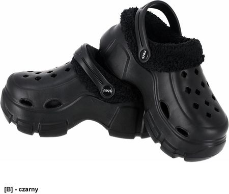 Damskie Klapki Cozy Ocieplane Futerkiem z Paskiem ultralekkie Czarne r. 37