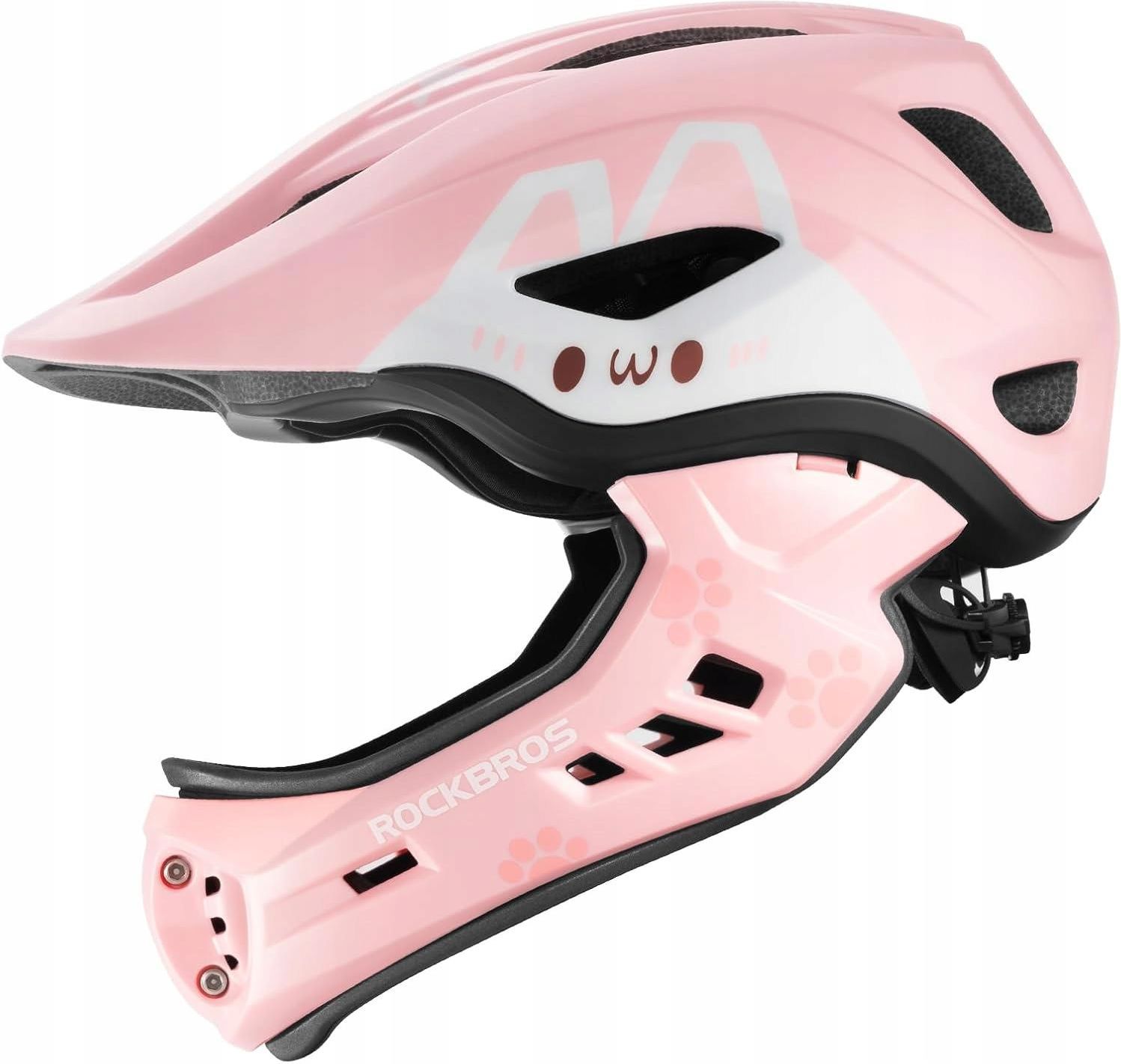 Rockbros Kask Dziecięcy Odpinana Szczęki 2W1 Tt-32001 Pink Rabbit
