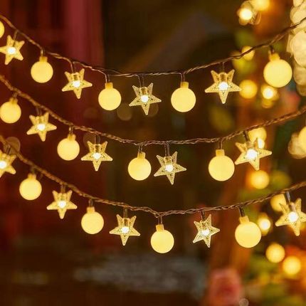 Girlanda Led 3M 20 Lampki Usb Gwiazdki I Kulki Ciepła Biała