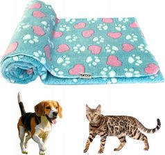 Zdjęcie Dotty Pluszowy Miękki Kocyk Dla Psa Kota Do Legowiska Miętowy W Serduszka Łapki  - Zduńska Wola