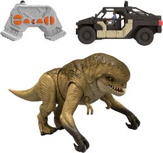 Zdjęcie Mattel Jurassic World: Odrodzenie Zestaw RC Pościg i atak Zdalnie sterowany dinozaur i pojazd terenowy, zdalne sterowanie JGB65 - Lwówek