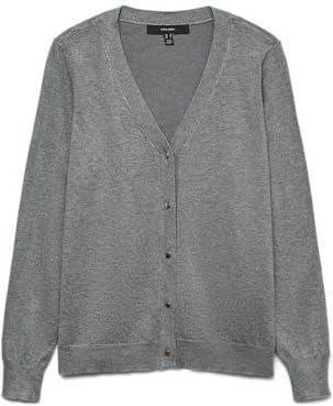 [AP] VERO MODA VMSILJE LS kardigan z dekoltem w serek GA NOOS, Medium Grey Melange, M
