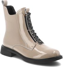 Zdjęcie Beżowe Botki S.Barski Lakierowane Modne Buty Damskie - Chełmża