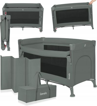 Lionelo Łóżeczko Turystyczne Dwupoziomowe 3W1 Składane Dostawka Torba Ellen