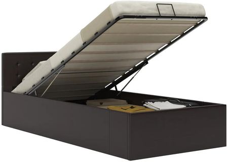 Gravora Szare łóżko tapicerowane ekoskórą 90x200 cm z podnośnikiem hydraulicznym (G0142508)