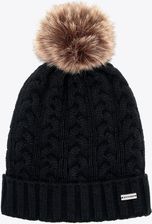 Zdjęcie Czapka damska z warkoczowym splotem i pomponem czarna - Serock