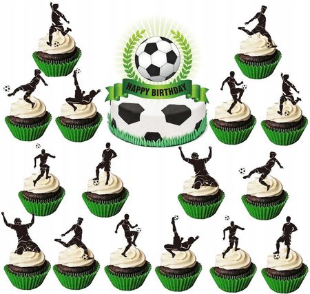 Topper Pikery Na Tort Piłkarze Piłka Nożna Urodziny Dekoracja Zestaw 17Sz M