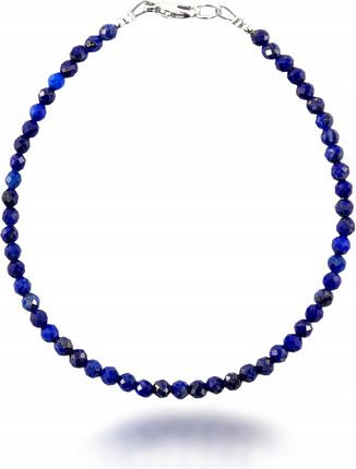 Agalag Bransoletka na nogę naturalny LAPIS LAZULI Fas 3mm Zapięcie Srebro 925 23cm