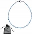 Agalag Bransoletka Naturalny Kamień AKWAMARYN faset 2mm Zapięcie Srebro 925 dł18cm