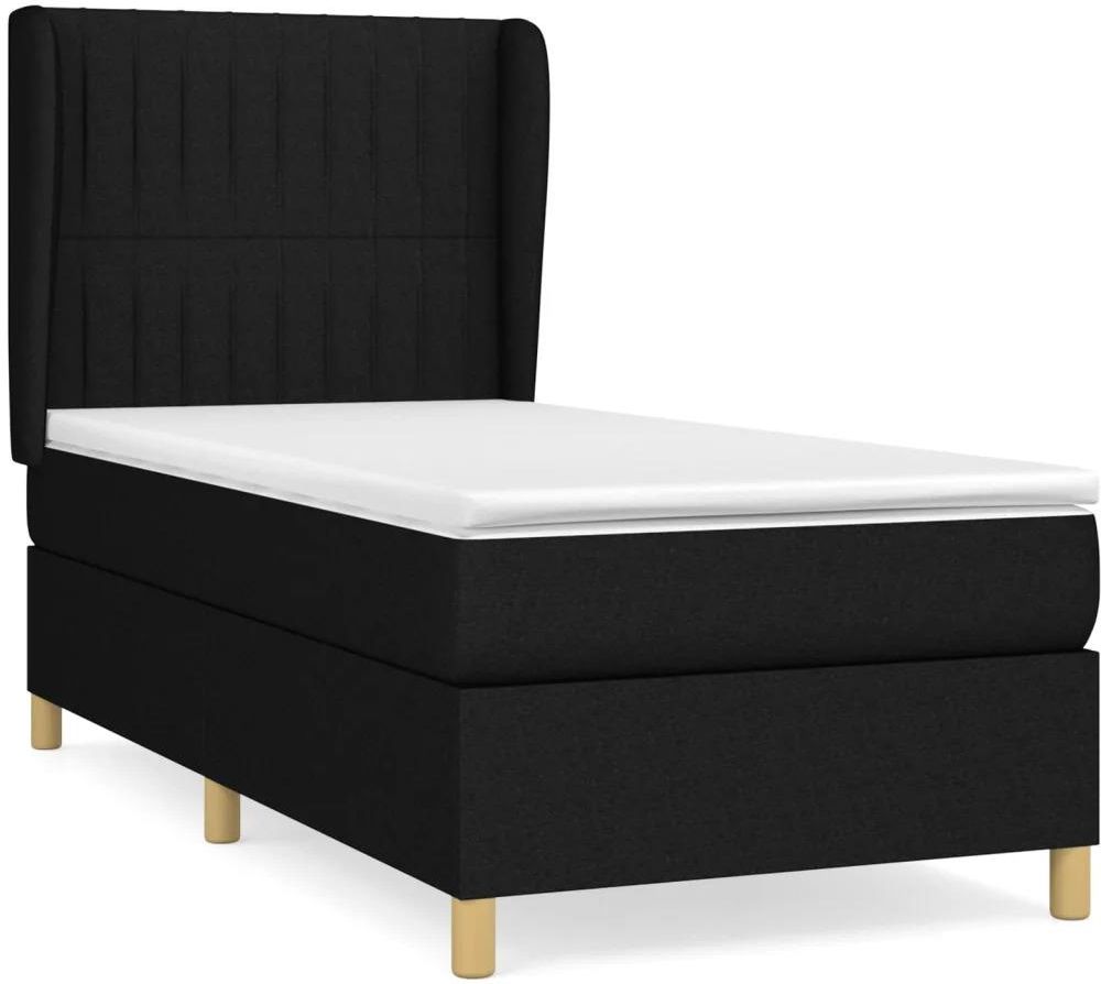 CIADAZ Hoofdeinde met led, zwart, 203 x 16 x 118/128 cm, van stof