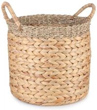 Zdjęcie Okrągły Kosz Boho Z Hiacynta Wodnego Z Uchwytami 30X30X27/34 Cm Tin  Tours - Bytom