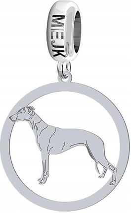 Mejk Jewellery Charms Modułowy Srebrny Chart Angielski Whippet 925 Kobieta DEDYKACJA