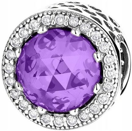 Larezo Charms Fioletowy Kamień Diament 925 srebro 925
