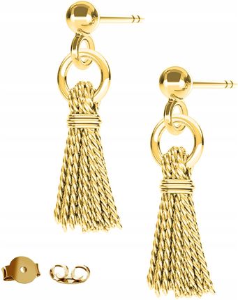 Larezo Kolczyki złote Chwosty Sznur Sznurek 925
