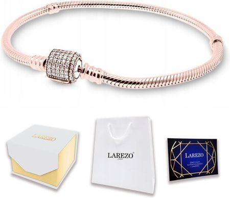 Larezo Bransoletka Pozłacana 20Cm Modułowa Zapięcie Klips Z Cyrkoniami Srebro 925