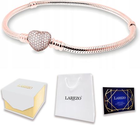 Larezo Bransoletka Pozłacana 18Cm Modułowa Serce Serduszko Z Cyrkoniami Srebro 925