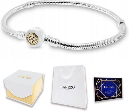 Larezo Bransoletka Srebrna 18Cm Modułowa Cyrkonie Zawieszka Charms Srebro 925