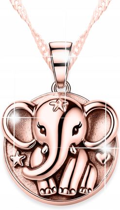 Larezo Naszyjnik Pozłacany Słoń Z Gwiazdką Słonik Serce Trąbka Słonia Srebro 925