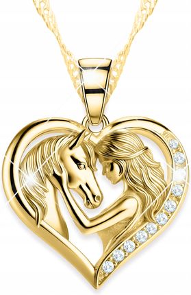 Larezo Złoty Naszyjnik Dziewczyna Z Koniem Serduszko Koń Konik Kucyk Srebro 925