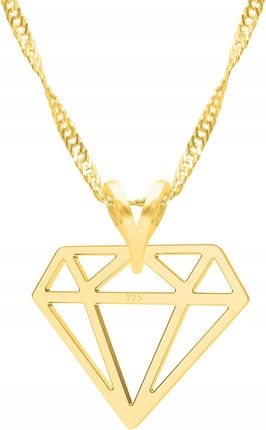 Larezo Złoty Naszyjnik Z Diamentem Blaszka Diament Klejnot Brylant Srebro 925