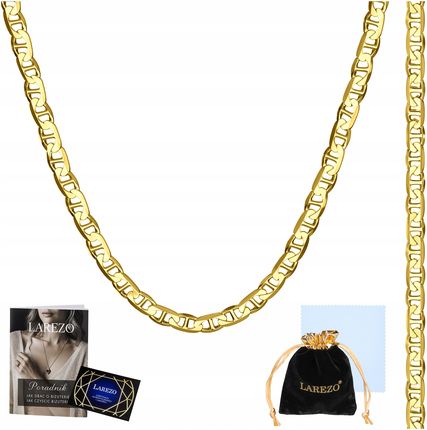 Larezo Złoty Łańcuszek Męski Gucci Marina 50cm Żyletka Pełny Mocny Łańcuch 2,3mm