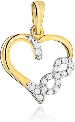 Złota zawieszka serce z nieskończonością 585 (O482723)