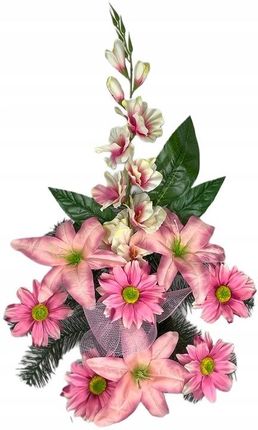 Stroik Na Cmentarz Grób Kompozycja Wiązanka Pomnik Kwiaty Sztuczne Bukiet (K01)