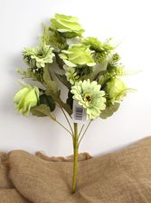 Zdjęcie Hurt 7&7 Bukiet Sztucznych Kwiatów Róża I Gerbera 50Cm 8 Łodyg Zielony Akcent - Wyrzysk