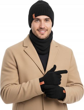 Komplet zimowy Męski czapka komin Szal rękawiczki