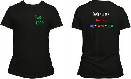 Koszulka damska z własnym nadrukiem - logo firmy, napis TYŁ + PRZÓD LOGO M
