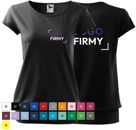 Koszulka damska 150g City 120 z logo własnym nadrukiem na sercu i plecach odzież reklamowa WSZYSTKIE KOLORY