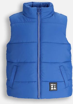 Bezrękawnik pikowany niebieski ze stójką i kieszeniami