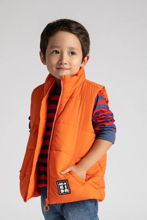 Bezrękawnik pikowany pomarańczowy ze stójką i kieszeniami