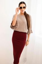 Zdjęcie Spódnica damska wiskozowa ołówkowa z elastyczną talią bordowa - Zduńska Wola