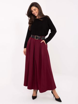 Bordowa garniturowa spódnica z zakładkami