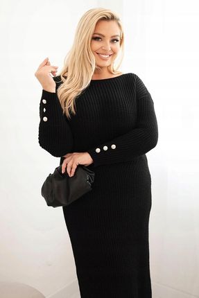 Sukienka swetrowa Plus Size z moherem czarna | Stylowy Wieszak