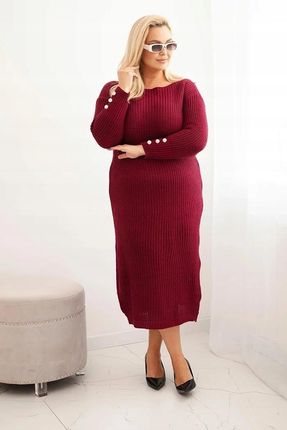 Sukienka swetrowa Plus Size z moherem bordowa | Stylowy Wieszak
