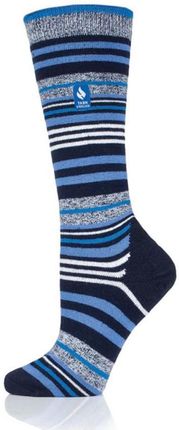 Najcieplejsze damskie skarpety narciarskie Heat Holders SKI SOCKS ultra lite APRES, Tog 1.0 - niebieskie paski