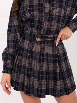 Spódnica mini granatowa w kratę z paskiem ITALY MODA L/XL