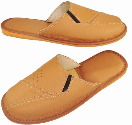 Adampol Nie Kapcie Skórzane Męskie Jasny Brąz 3180 41