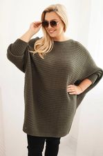 Zdjęcie Sweter damski Plus Size z moherem ponczo khaki - Łódź
