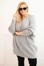 Zdjęcie Sweter damski Plus Size z moherem ponczo szary - Łask