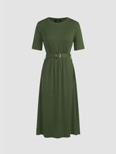 Zdjęcie SUKIENKA MIDI PRĄŻKOWANA Z PASKIEM OLIVE ROZMIAR L CIDER - Ciechocinek