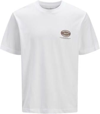 JACK & JONES Jorsplit Graphic Front Tee SS Crew Neck, Bianco, XS