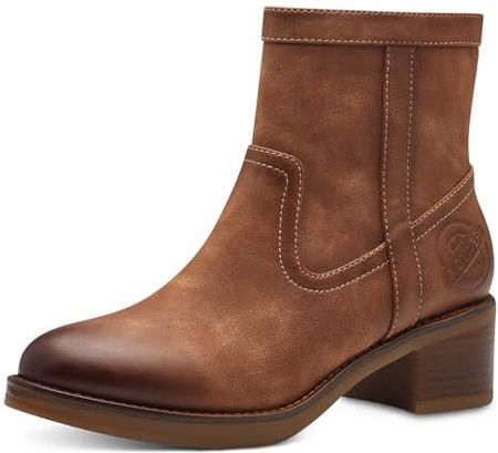 [AC] s.Oliver Damskie botki z obcasem, eleganckie, wegańskie, koniak, 38 EU