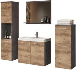 Zdjęcie Zestaw mebli do łazienki: szafka pod umywalkę, słupek, półsłupek, lustro, umywalka Malo matera/kasztan - Sulejówek