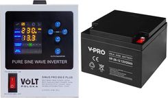 Zdjęcie Zestaw: zasilacz Volt Sinus Pro 850E 500VA/850W + akumulator Volt VPRO VRLA AGM 12V 26Ah - Chorzów