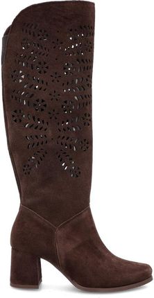 Stylowe ażurowe kozaki - TYMOTEO L1001 CZEKOLADOWE