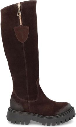 Zamszowe kozaki damskie - TYMOTEO 2164 CZEKOLADOWE