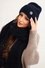 Zdjęcie Komplet damski czapka i długi szalik z miękkiej przędzy granatowy - Tuszyn